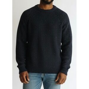 Orvis Mens XXL Navy Blue Donegal Fleck Pure New Wool Ribbed Fisherman Sweater